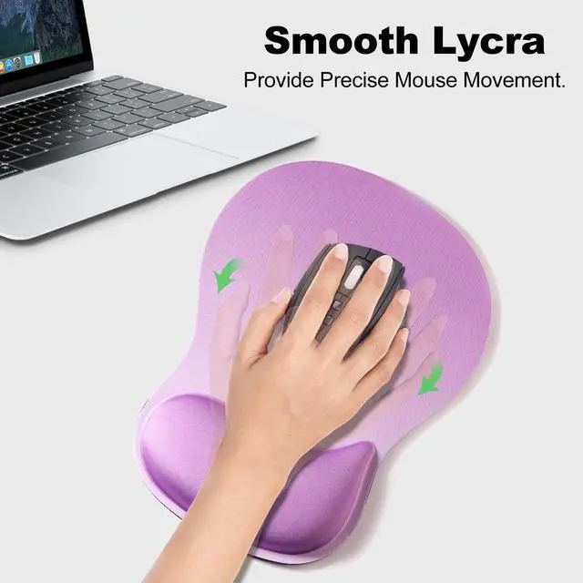 Alt view image 5 of 7 - Mouse Pad Wrist Support, Ergonomic Mousepad with Memory Foam Wrist Rest Cushion, Non-Slip Rubber Base Gaming Mouse Pad for Pain Relief and Easy Typing, Home Office Laptop, Gradient Purple