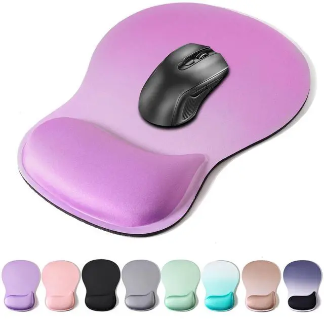 Main image of Mouse Pad Wrist Support, Ergonomic Mousepad with Memory Foam Wrist Rest Cushion, Non-Slip Rubber Base Gaming Mouse Pad for Pain Relief and Easy Typing, Home Office Laptop, Gradient Purple