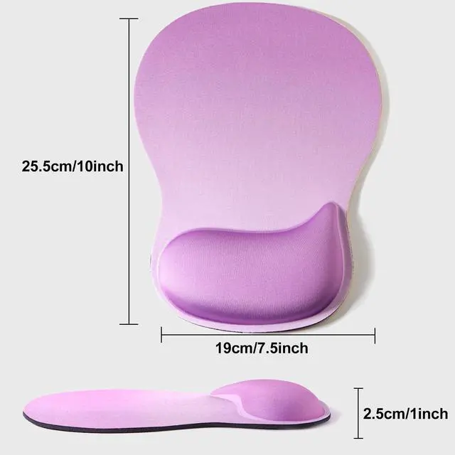 Alt view image 6 of 7 - Mouse Pad Wrist Support, Ergonomic Mousepad with Memory Foam Wrist Rest Cushion, Non-Slip Rubber Base Gaming Mouse Pad for Pain Relief and Easy Typing, Home Office Laptop, Gradient Purple