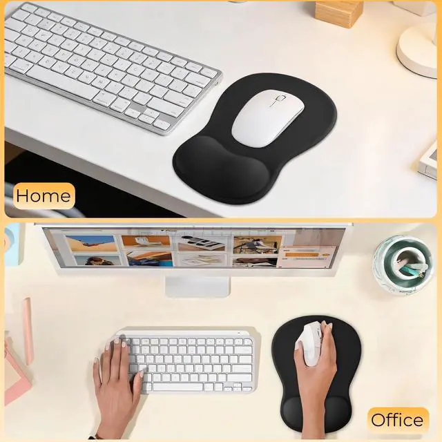Alt view image 7 of 7 - Gel Mouse Pad with Wrist Support, Ergonomic Mousepad with Wrist Rest, Gaming Mouse Pad with Soft Cushion & Non-Slip PU Base & Concave Design & Pain Relief, for Home Office Computer Laptop, Black