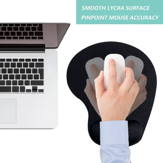 Alt view image 7 of 7 - Mouse Pad with Wrist Support, Ergonomic Mouse Pads with Memory Foam Wrist Rest, Easy Typing Pain Relief, Comfortable Home Office Computer Wrist Support Pads for Working Studying Gaming, Black