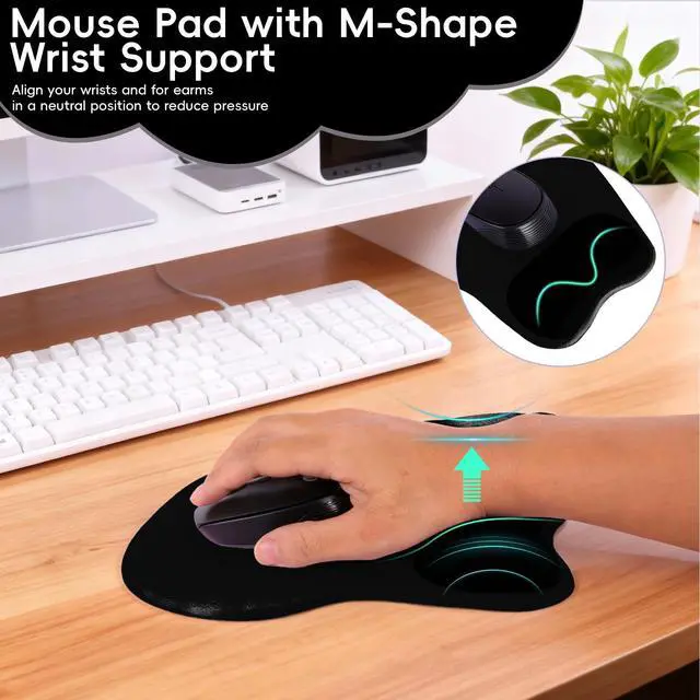 Alt view image 7 of 7 - Ergonomic Mouse Pad,Non Slip Mousepad Wrist Rest Support for Office, Computer, Laptop & Mac(A-Black)