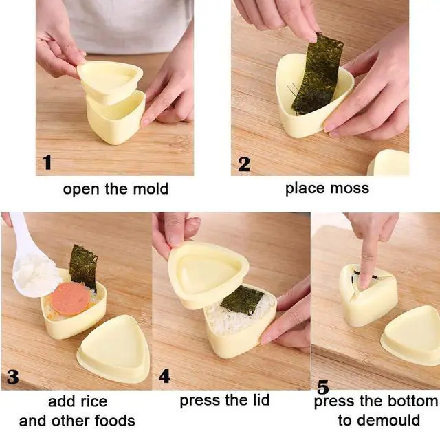 Alt view image 3 of 6 - Onigiri Mold, 2 Pack Rice Ball Mold, Triangle Sushi Maker Press (Large & Small), Non Stick Sushi Rice Making Kit