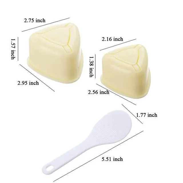Alt view image 6 of 6 - Onigiri Mold, 2 Pack Rice Ball Mold, Triangle Sushi Maker Press (Large & Small), Non Stick Sushi Rice Making Kit