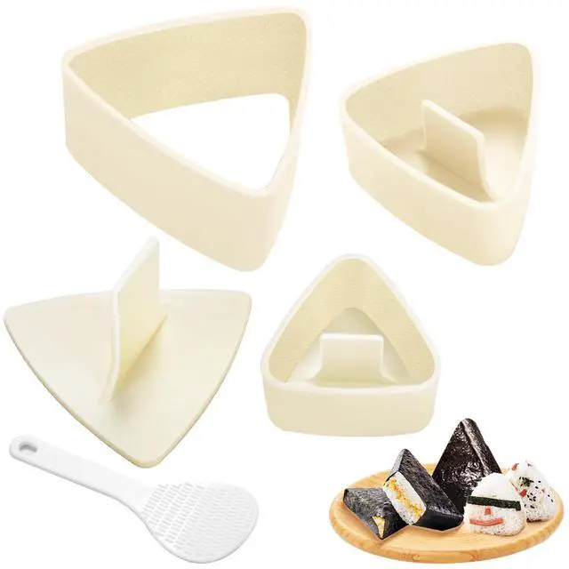 Main image of Onigiri Mold Triangle Set, 3 Pack Rice Ball Mold Sushi Maker (Large, Medium, Small), DIY Sushi Making Kit, Easy to Use (Beige)