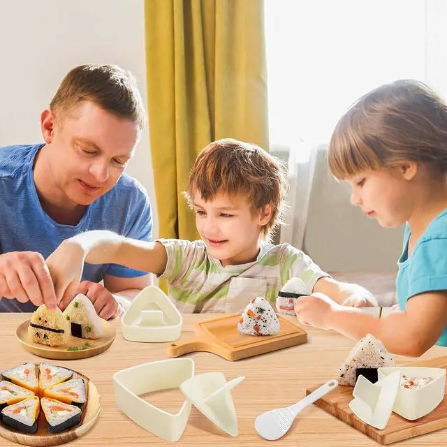 Alt view image 7 of 7 - Onigiri Mold Triangle Set, 3 Pack Rice Ball Mold Sushi Maker (Large, Medium, Small), DIY Sushi Making Kit, Easy to Use (Beige)