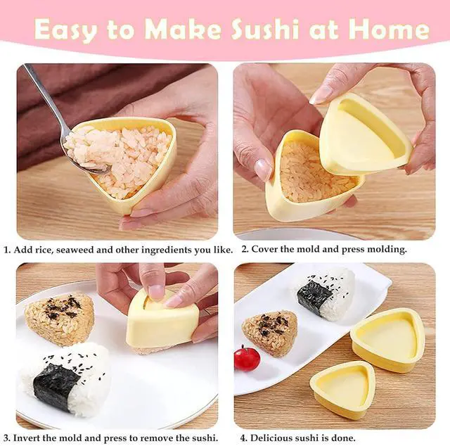 Alt view image 4 of 7 - 7 Pcs Onigiri Rice Ball Mold Maker Kit, Musubi Press, Classic Triangle Shake Sushi Roller Mat Tool for Kids Bento Lunch and Home DIY, Non-stick, BPA-Free