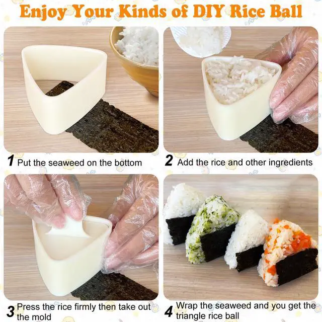 Alt view image 4 of 7 - Onigiri Mold, 3 Pack Musubi Press Maker Triangle Rice Ball Mold Sushi Maker for Kid Lunch Bento and Home DIY, Non-stick