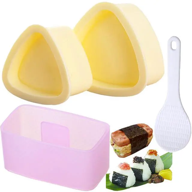 Main image of Onigiri Mold Triangle, 3 Pieces Musubi Press Mold Rice Ball Makers, Triangle Sushi Maker for Bento or Japanese Boxed Meal Musubi Press by (Beige)
