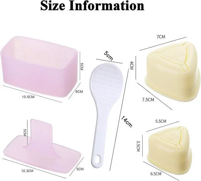 Alt view image 2 of 7 - Onigiri Mold Triangle, 3 Pieces Musubi Press Mold Rice Ball Makers, Triangle Sushi Maker for Bento or Japanese Boxed Meal Musubi Press by (Beige)