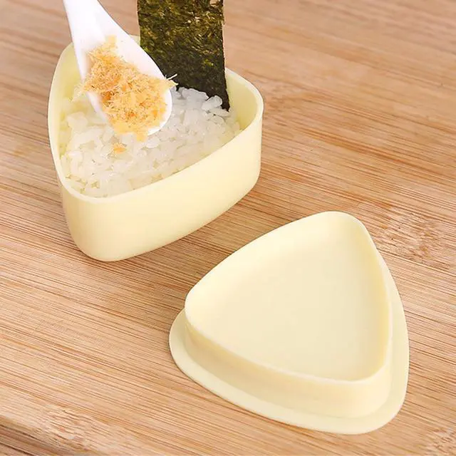 Alt view image 5 of 7 - Onigiri Mold Triangle, 3 Pieces Musubi Press Mold Rice Ball Makers, Triangle Sushi Maker for Bento or Japanese Boxed Meal Musubi Press by (Beige)