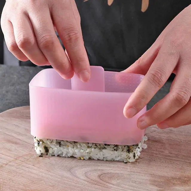 Alt view image 7 of 7 - Onigiri Mold Triangle, 3 Pieces Musubi Press Mold Rice Ball Makers, Triangle Sushi Maker for Bento or Japanese Boxed Meal Musubi Press by (Beige)