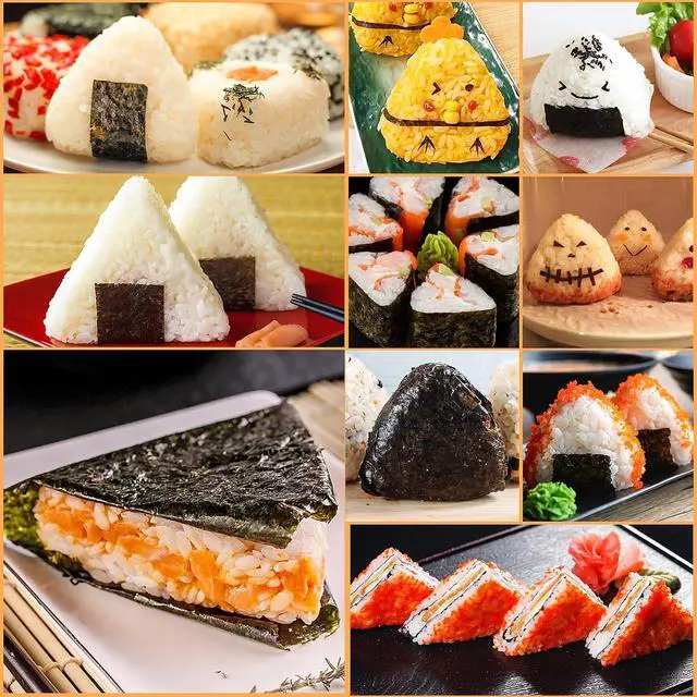 Alt view image 5 of 7 - Onigiri Mold Triangle Set, 3 Pack Rice Ball Mold Sushi Maker (Large, Medium, Small), DIY Sushi Making Kit, Easy to Use (Beige)