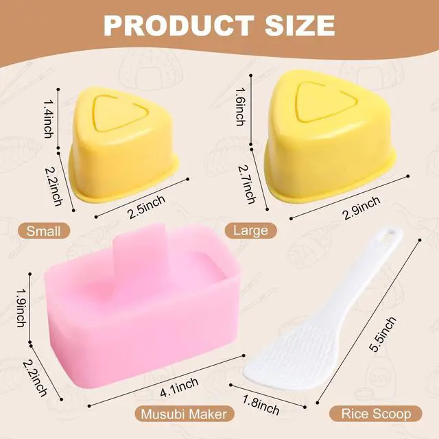 Alt view image 2 of 7 - 3 Pack Onigiri Sushi Maker Mold kit Classic Triangle Rice Musubi Press Mold for Kid Lunch Bento, Home DIY