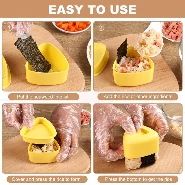 Alt view image 3 of 7 - 3 Pack Onigiri Sushi Maker Mold kit Classic Triangle Rice Musubi Press Mold for Kid Lunch Bento, Home DIY