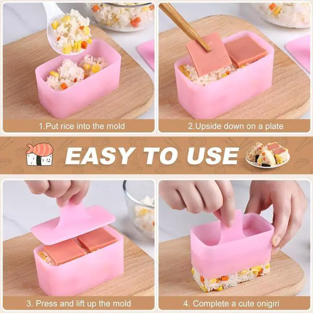 Alt view image 4 of 7 - 3 Pack Onigiri Sushi Maker Mold kit Classic Triangle Rice Musubi Press Mold for Kid Lunch Bento, Home DIY