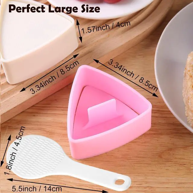 Alt view image 2 of 7 - Onigiri Mold Triangle, 2 Pack Large Rice Ball Mold Sushi Makers, Japanese Rice Cooker Kit for Lunch Bento