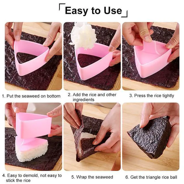 Alt view image 4 of 7 - Onigiri Mold Triangle, 2 Pack Large Rice Ball Mold Sushi Makers, Japanese Rice Cooker Kit for Lunch Bento