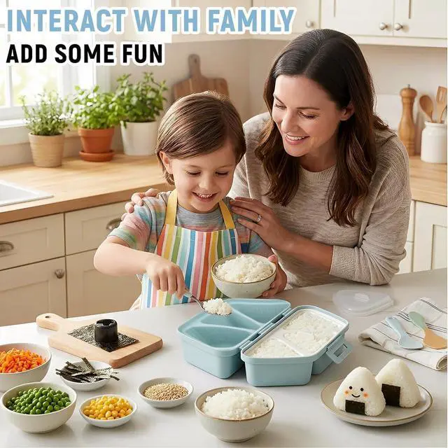 Alt view image 3 of 7 - 6 in 1 Onigiri Mold, Triangular Sushi Mold, Rice Ball Maker Mold, Musubi Press Mold, Multifunctional Rice Shaper Mold, Onigiri Maker for Home DIY (Blue)