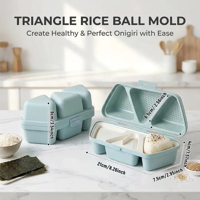 Alt view image 2 of 7 - 6 in 1 Onigiri Mold, Triangular Sushi Mold, Rice Ball Maker Mold, Musubi Press Mold, Multifunctional Rice Shaper Mold, Onigiri Maker for Home DIY (Blue)