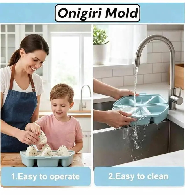 Alt view image 7 of 7 - 6 in 1 Onigiri Mold, Triangular Sushi Mold, Rice Ball Maker Mold, Musubi Press Mold, Multifunctional Rice Shaper Mold, Onigiri Maker for Home DIY (Blue)