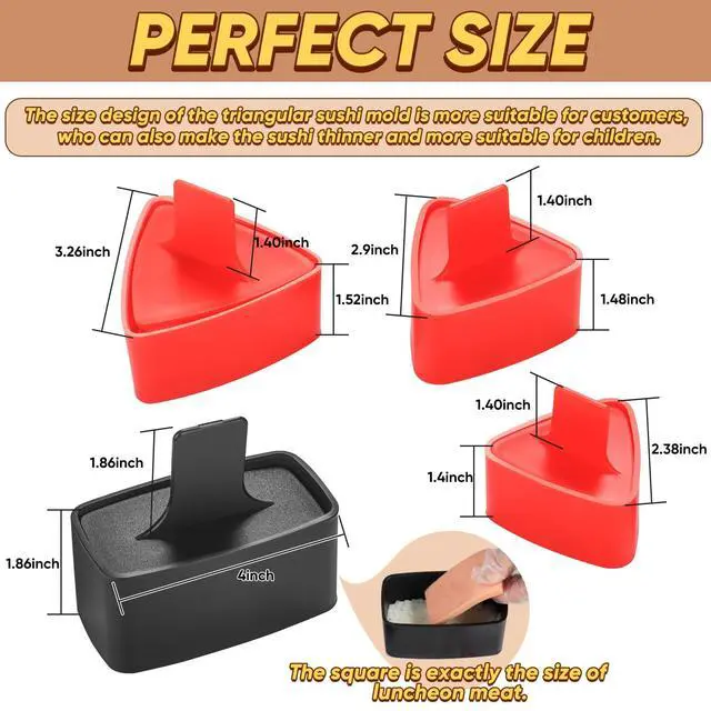 Alt view image 6 of 7 - Onigiri Mold, Musubi Press, 4 Pack Triangle Onigiri Rice Ball Mold Musubi Maker, Sushi Making Kit for Beginners