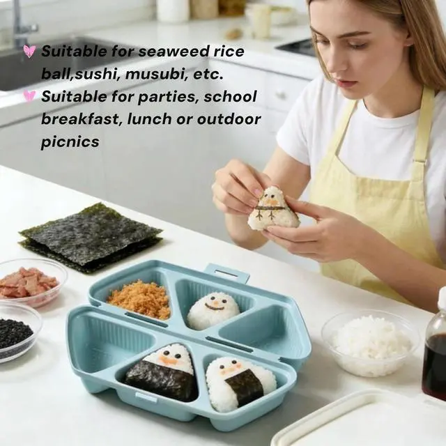 Alt view image 4 of 7 - 6 in 1 Onigiri Mold, Triangular Sushi Mold, Rice Ball Maker Mold, Musubi Press Mold, Multifunctional Rice Shaper Mold, Onigiri Maker for Home DIY (Blue)
