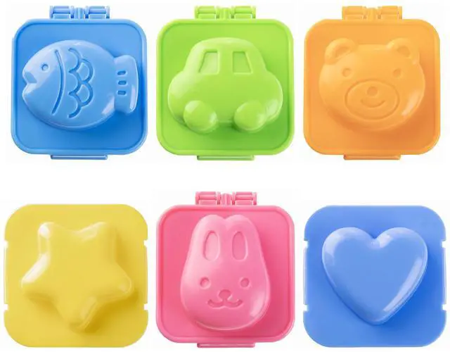 Main image of 6Pcs Egg Rice Mold Hard Boiled Egg Mold Fish Car Heart Shape Onigiri Molds Rice Ball Maker, Fondant Cake Pop Decorating Tool Fun Cookery Kitchen Gadgets