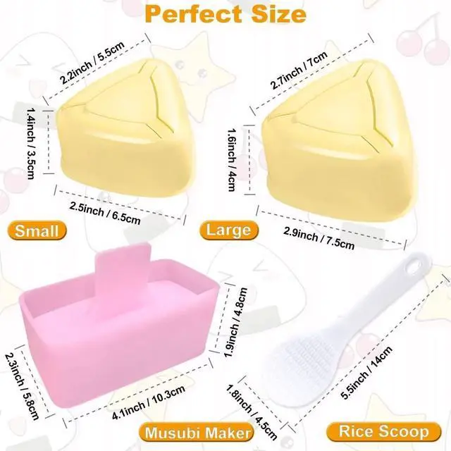 Alt view image 2 of 6 - Onigiri Mold, 3 Pack Musubi Press Maker Triangle Rice Ball Mold Maker for Kid Lunch Bento and Home DIY