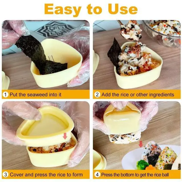 Alt view image 3 of 6 - Onigiri Mold, 3 Pack Musubi Press Maker Triangle Rice Ball Mold Maker for Kid Lunch Bento and Home DIY