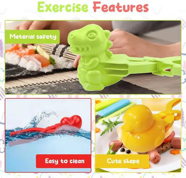 Alt view image 7 of 7 - Duck Rice Mold 4 Pcs Rice Duck Mold DIY 3D Animal Shapes Sushi Rice Molds for Sushi Making(Dinosaur+Love Shape+Duck+Snowflake), Blue Bear
