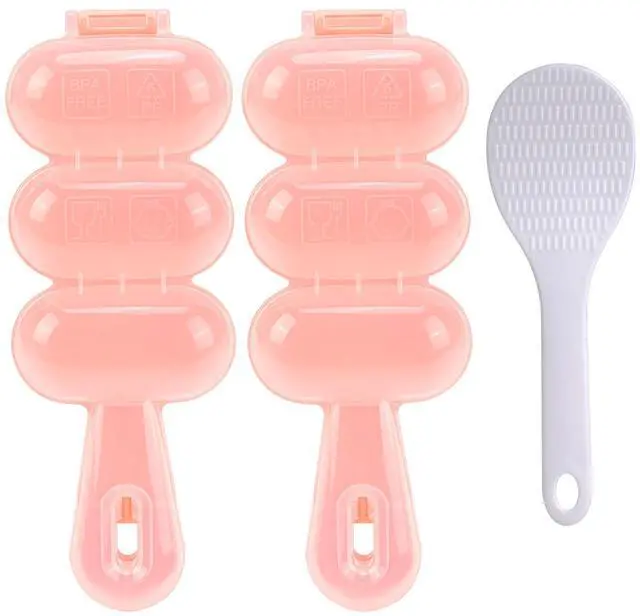 Main image of Rice Ball Mold Set, 2 Pack DIY Rice Shakers with Mini Paddles, Round Onigiri Maker Mould for Bento, Sushi, Kids Lunch, Food Shaping Kitchen Tool