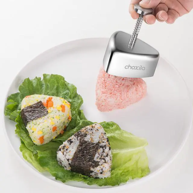 Alt view image 2 of 6 - Onigiri Mold, Stainless Steel Rice Ball Mold Sushi Maker, Classic Triangle Spam Musubi Mold for Kids Lunch Bento and Home DIY