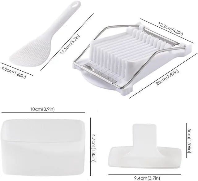 Alt view image 2 of 7 - Musubi Press Molds, Musubi Mold Kit with Luncheon Meat Slicer and Rice Paddle, Sturdy and Easy to Make Musubi at Home for Bento, Snacks, Party and Picnic