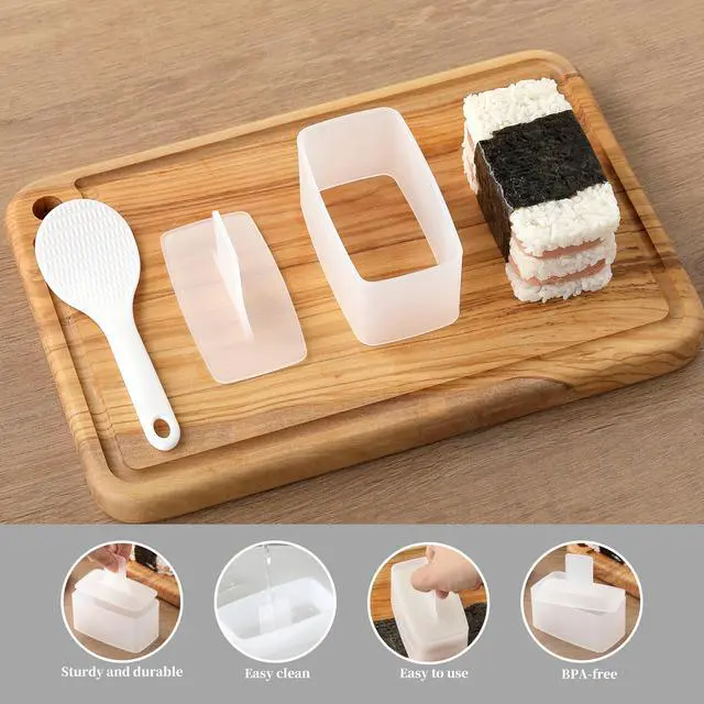 Alt view image 3 of 7 - Musubi Press Molds, Musubi Mold Kit with Luncheon Meat Slicer and Rice Paddle, Sturdy and Easy to Make Musubi at Home for Bento, Snacks, Party and Picnic