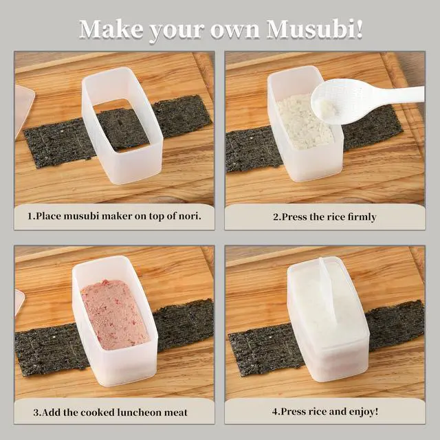 Alt view image 5 of 7 - Musubi Press Molds, Musubi Mold Kit with Luncheon Meat Slicer and Rice Paddle, Sturdy and Easy to Make Musubi at Home for Bento, Snacks, Party and Picnic