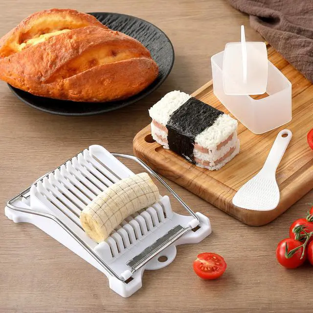 Alt view image 7 of 7 - Musubi Press Molds, Musubi Mold Kit with Luncheon Meat Slicer and Rice Paddle, Sturdy and Easy to Make Musubi at Home for Bento, Snacks, Party and Picnic