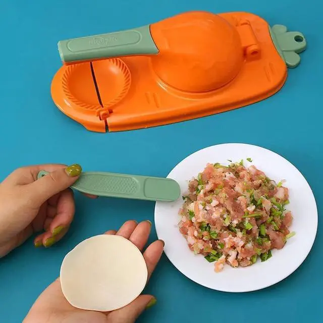 Alt view image 3 of 6 - 2 In 1 Dumpling Maker Press Kitchen Empanada Maker Press Mold Manual Pastry Dumpling Wrapper Machine for Chinese Food, Empanada, Ravioli, Pierogi, Hand Pie (Pink)