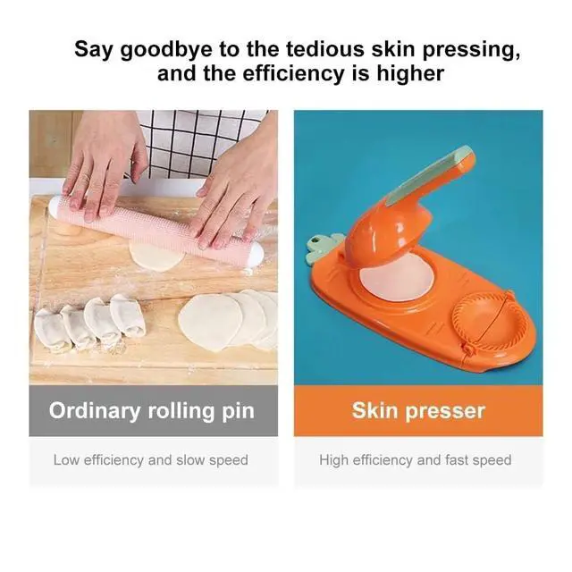 Alt view image 5 of 6 - 2 In 1 Dumpling Maker Press Kitchen Empanada Maker Press Mold Manual Pastry Dumpling Wrapper Machine for Chinese Food, Empanada, Ravioli, Pierogi, Hand Pie (Pink)