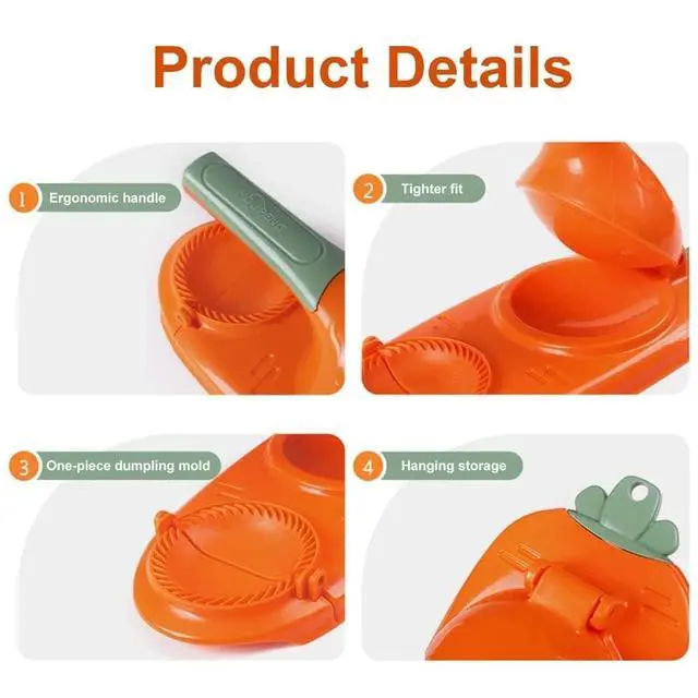 Alt view image 6 of 6 - 2 In 1 Dumpling Maker Press Kitchen Empanada Maker Press Mold Manual Pastry Dumpling Wrapper Machine for Chinese Food, Empanada, Ravioli, Pierogi, Hand Pie (Green)