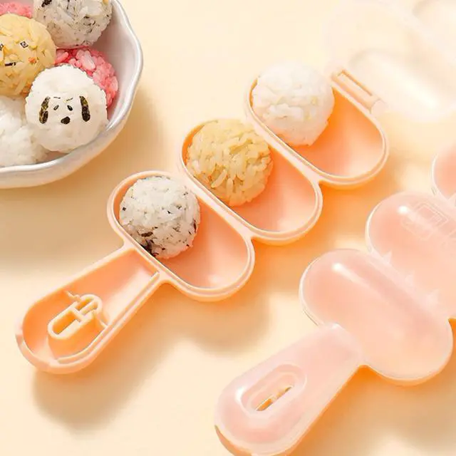 Alt view image 4 of 7 - Rice Ball Mold Set, 2 Pack DIY Rice Shakers with Mini Paddles, Round Onigiri Maker Mould for Bento, Sushi, Kids Lunch, Food Shaping Kitchen Tool