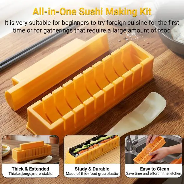 Alt view image 2 of 6 - Sushi Maker, Round Sushi DIY Mold Set, Easy Sushi Making Kit for Beginners, Food Grade Sushi Rolling Tool, Quick Press Design for Home Kitchen, Family Dinner, Party & Daily Bento Making