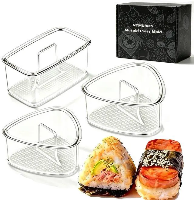 Main image of 3PCS Clear Large Onigiri mold,Triangle Rice press Molds for Sushi, Musubi & Rice Balls Non-Stick,BPA-Free,Hawaiian Musubi Maker, Sushi Mold for Bento Boxes and Lunches