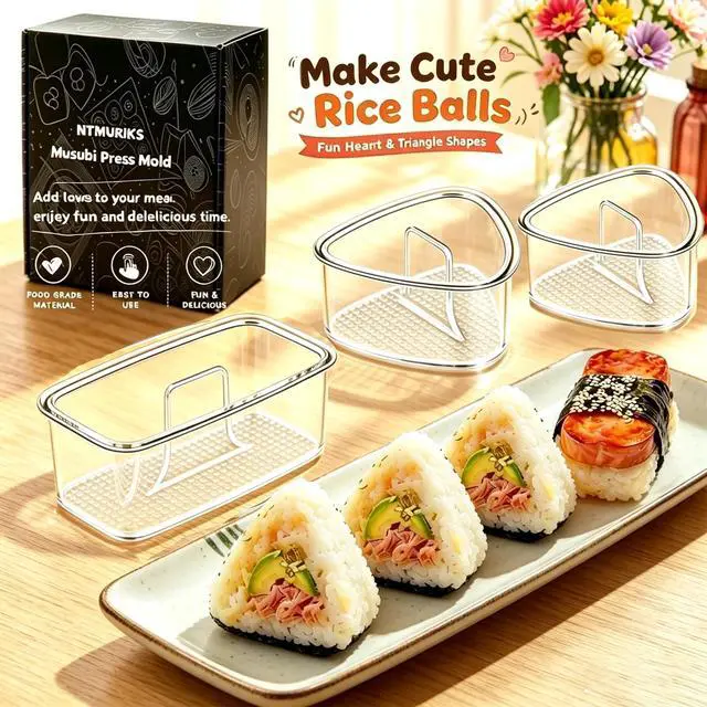 Alt view image 2 of 7 - 3PCS Clear Large Onigiri mold,Triangle Rice press Molds for Sushi, Musubi & Rice Balls Non-Stick,BPA-Free,Hawaiian Musubi Maker, Sushi Mold for Bento Boxes and Lunches