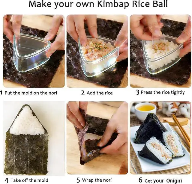 Alt view image 7 of 7 - 3PCS Clear Large Onigiri mold,Triangle Rice press Molds for Sushi, Musubi & Rice Balls Non-Stick,BPA-Free,Hawaiian Musubi Maker, Sushi Mold for Bento Boxes and Lunches
