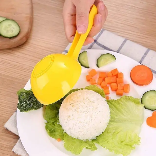 Alt view image 7 of 7 - Rice Paddle Scoop Mold For Rice Ball Making, Non-stick Sushi Mold Rice Ball Scooper Rice Spatula Kitchen Gadge Yellow for Home Kitchen Restaurant Sushi Making