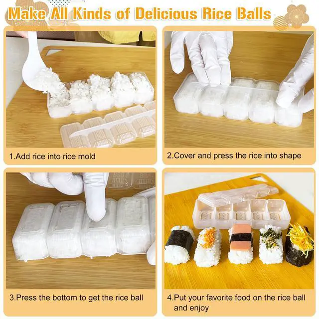 Alt view image 5 of 7 - Onigiri Mold, 8 Pcs Rice Mold Musubi Maker Kit, Musubi Maker Press Mold, Classic Triangle Rice Ball Mold Maker Sushi Mold for Kid Lunch Bento, Home DIY, Standard