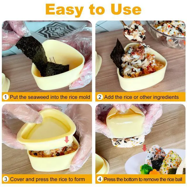 Alt view image 3 of 7 - Onigiri Mold, 8 Pcs Rice Mold Musubi Maker Kit, Musubi Maker Press Mold, Classic Triangle Rice Ball Mold Maker Sushi Mold for Kid Lunch Bento, Home DIY, Standard