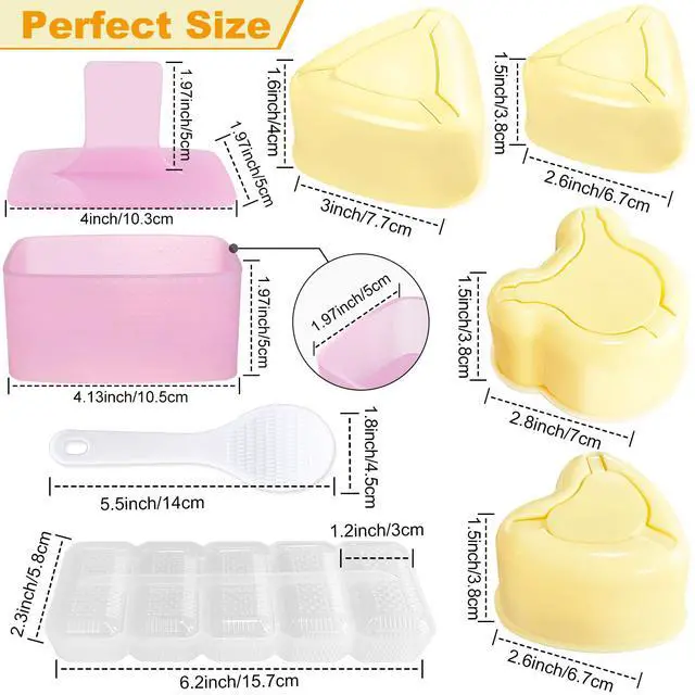 Alt view image 2 of 7 - Onigiri Mold, 8 Pcs Rice Mold Musubi Maker Kit, Musubi Maker Press Mold, Classic Triangle Rice Ball Mold Maker Sushi Mold for Kid Lunch Bento, Home DIY, Standard