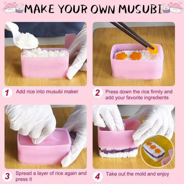 Alt view image 4 of 7 - Onigiri Mold, 8 Pcs Rice Mold Musubi Maker Kit, Musubi Maker Press Mold, Classic Triangle Rice Ball Mold Maker Sushi Mold for Kid Lunch Bento, Home DIY, Standard